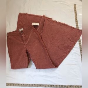 Free People Just Float On Corduroy Bell Bottom Flare Pants Mauve Size 24